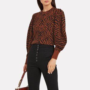 ULLA JOHNSON Massey Zebra Jacquard Sweater Sz S